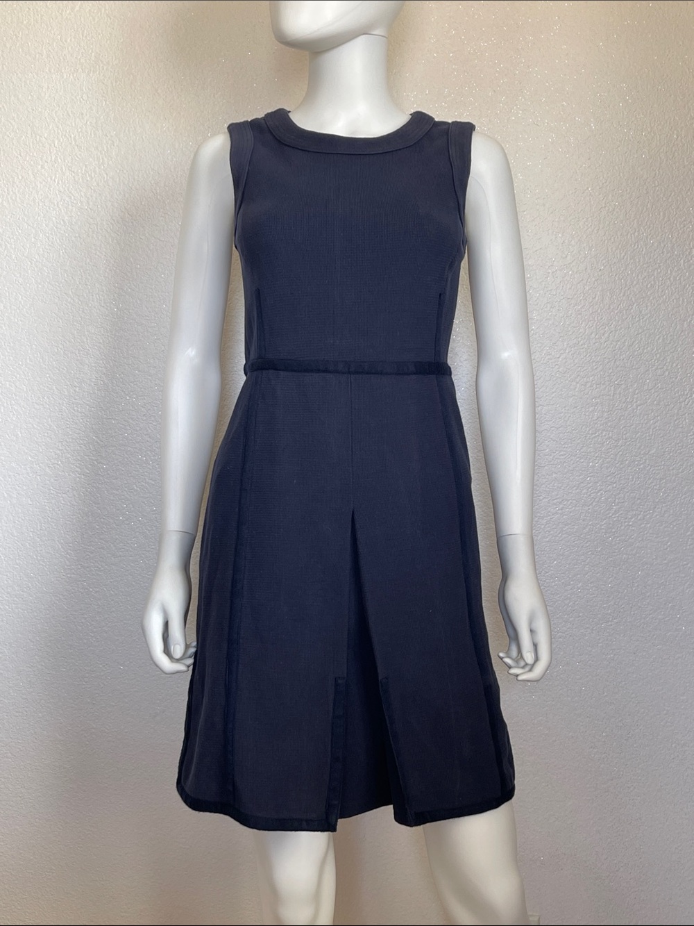 Tory Burch Navy Sleeveless Pleated Midi Dress